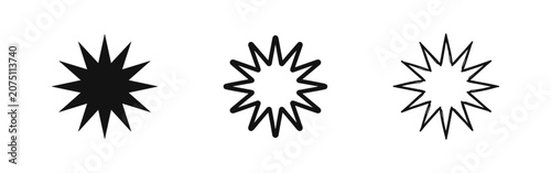 Star burst shape icons, sunburst or explosion graphic elements