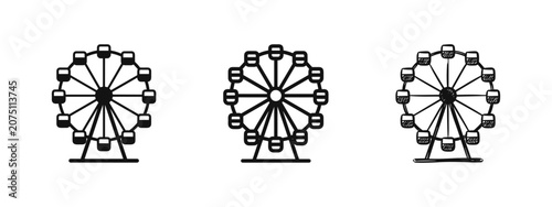 Konstfotografi Ferris Wheel Amusement Park Ride Icon Set