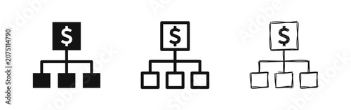 Dollar Currency Hierarchy Diagram Icon Set