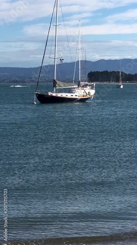 yacht in the sea, New Zealand