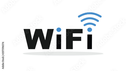 Wifi Logo Symbol with Blue Waves on White Background for Technology and Internet Concepts