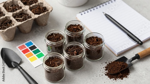 Soil health kit with earth jars, seedling tray and blank notes