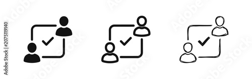 Cuadro en lienzo Set of approval and user consensus icons in solid, outline, and sketch styles
