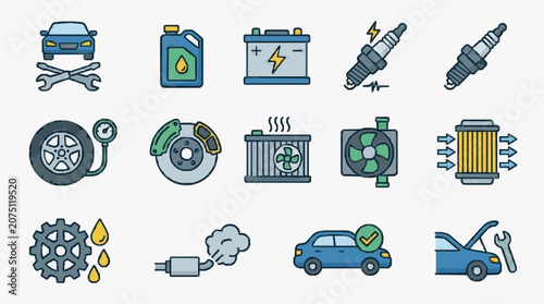 Foto Car Maintenance Icons Set.
