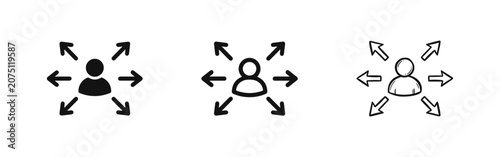 Foto Person with arrows pointing outward icon set