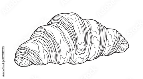 Foto Hand drawn croissant vector illustration, minimalist black and white bakery line