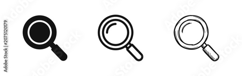Foto Magnifying glass search icon set for discovery