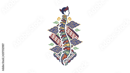 Colorful Abstract Asian Dragon Illustration with Decorative Patterns