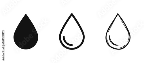 Cuadro en lienzo Water drop icons in solid, outline, and sketch styles