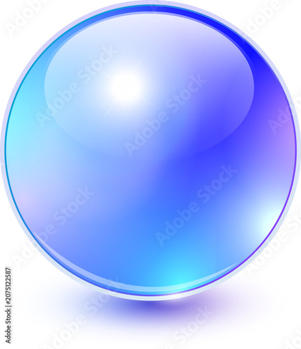 Glass ball with iridescence colors, 3d opalescent sphere icon.