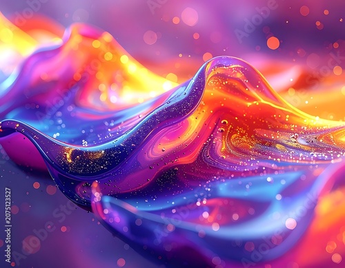 A vibrant, abstract depiction of swirling colors and light