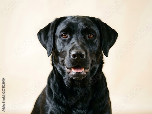 Close up portrait of a black dog with sad eyes.