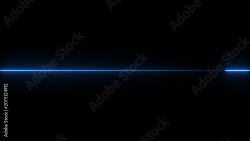 Fotografía Minimalist blue neon line, horizontal glow effect on black background, glowing