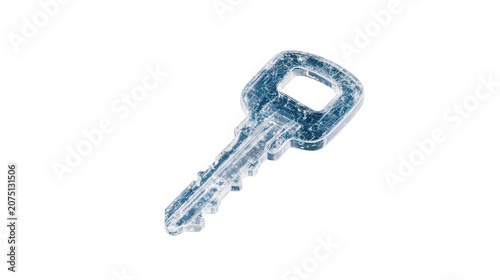 Transparent key with unique design, showcasing intricate details and modern aesthetic. This captures essence of security and access