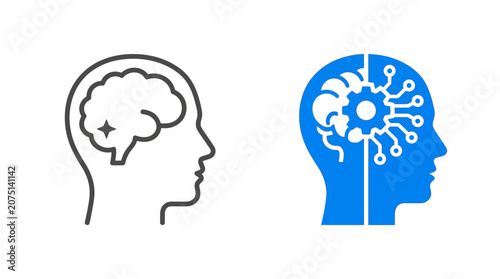 Creative Brain and Artificial Intelligence Concept Icons