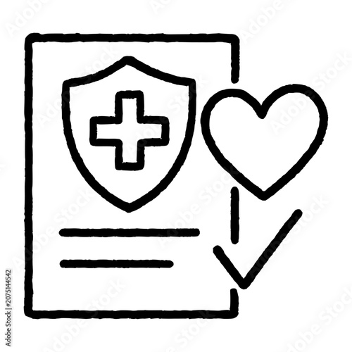 Health Insurance Coverage Hand Drawn Doodle Black Ink Line Line Icon