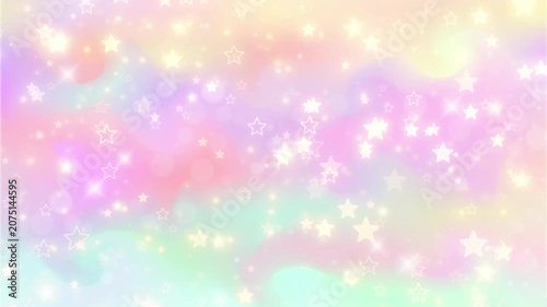 Rainbow colors.Shining stars,pastel color cute background.Glittering dreamy lights.Animation video. 虹色　ゆめかわ　夢かわいい　CG 動画　抽象的　ファンタジー　キラキラ　パーティクル　おしゃれ　パステルカラー