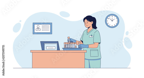 Medical Professional Working with Blood Samples in Laboratory