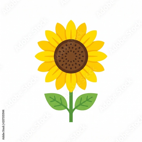Sunflower Flat Vector Illustration Isolated on White Background