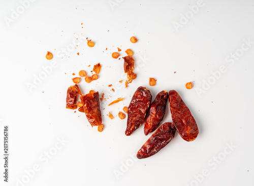 Dry chili pepper isolated, red chilly spice