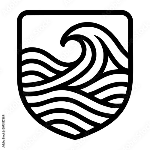 Ocean Wave Pattern Blank Sale Badge Label Badge Shape Line Icon
