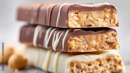 Protein Bars with Chocolate Coating for Healthy Snacks and Fitness Nutrition
