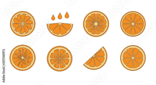 Sliced Oranges in Rows.