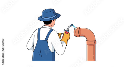 Man fixing pipe work.