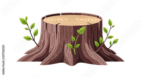 Tree Stump With Sprouts.
