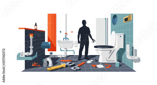 Man in a Plumbing Workshop.