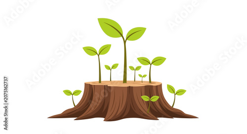 Green Seedlings Growing Tree.