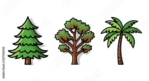 Three Trees Illustration.