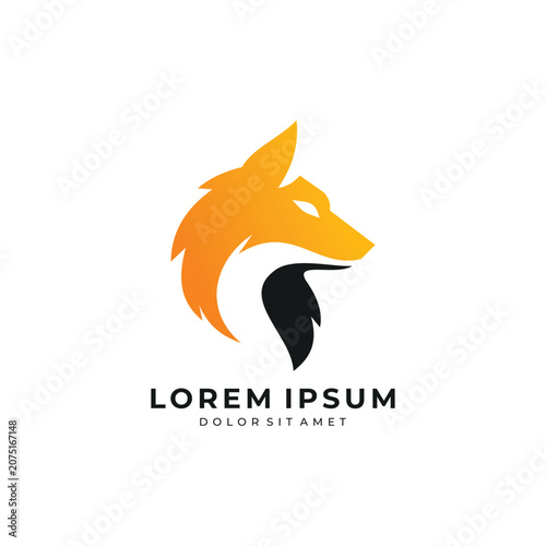Orange fox head logo with sharp modern style, ideal for gaming, esports, security, startup, technology, and creative brand identity.