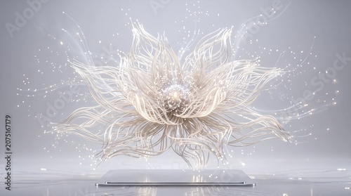 Neural AI Bloom in Cloud Dancer Minimal Technology Style