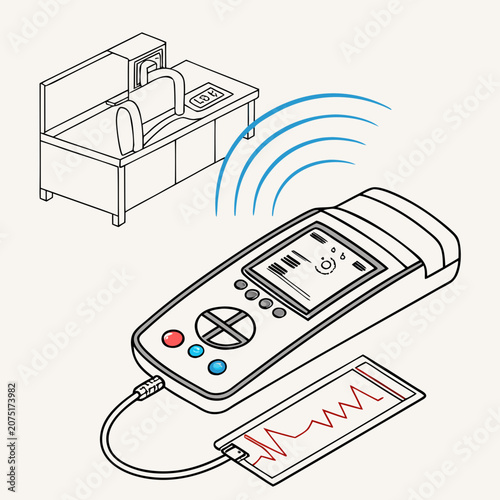 Valokuva Medical ecg machine transmitting heart rate data wirelessly with electrocardiogr