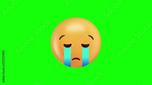 Crying Emoji On Green Screen Background.