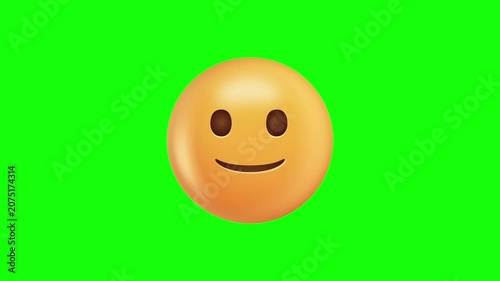 Looping 3D Smiley Emoji On Bright Green Screen Background.
