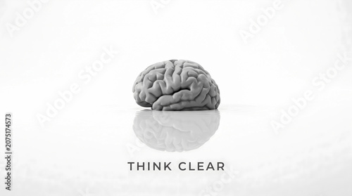 Luxury healthcare illustration representing mindfulness, mental clarity and healthy cognition using a calm reflective brain concept.