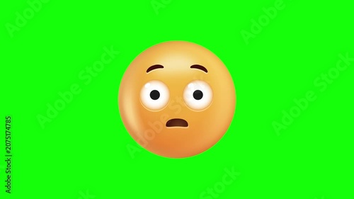 Surprised Emoji Face On Green Screen Background.