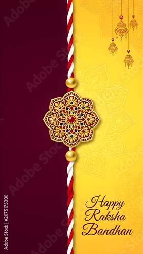 Festive Raksha Bandhan Background Featuring Beautifully Decorated Rakhi and blank space for text