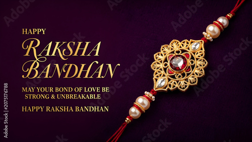 Festive Raksha Bandhan Background Featuring Beautifully Decorated Rakhi on purple color and blank space for text