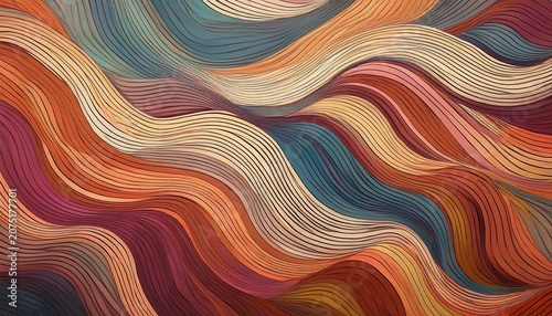 Abstract Wavy Lines Background Striped Textile Imitation
