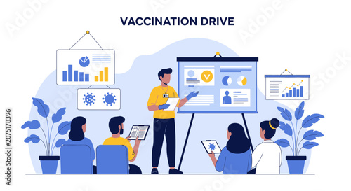 Vaccination Drive Presentation: Doctor Explains Data to Diverse Audience