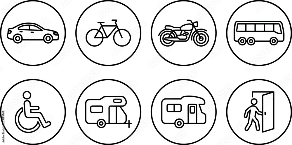Fototapeta premium Vector linear icon set featuring e-commerce and retail shopping symbols including shopping cart box package bag credit card price tag and delivery truck