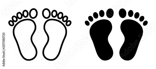 Canvastavla Baby Footprints, Outline and Silhouette, Newborn Steps, Child Growth Icons