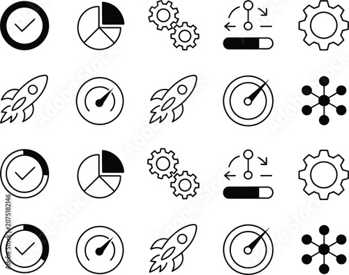 Black and white vector icon set seamless pattern of food sport travel symbols football soccer fish sun coffee illustration design collection