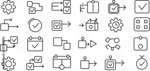Set of vector icons for web and business design including computer internet media phone camera mail email video mobile website document money symbols illustration buttons