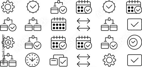 Set of Black Vector Business Icons for Web Design Including Car Camera Mail Computer Network Hotel Media and Internet Symbols Illustration Collection