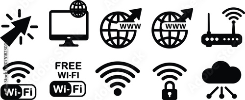 Set of Vector People Silhouette Icons with Hand Gestures Business Web Music Symbols Black Illustration Design Collection