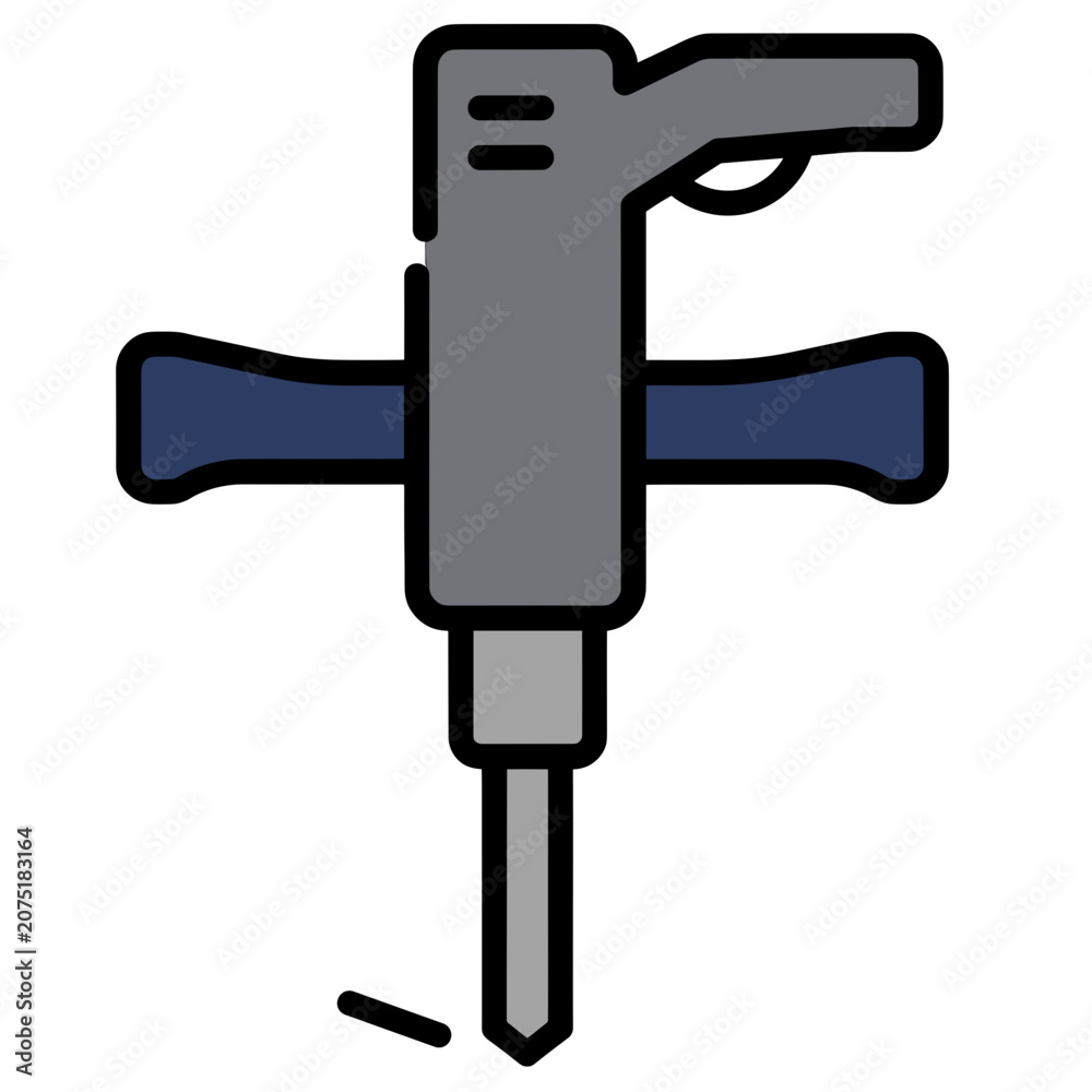 Fototapeta premium Flat icon of a jackhammer tool